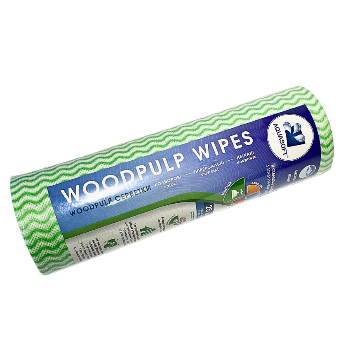 Серветки Aquasoft 25х30 (50 шт.) woodpulp сітка зелена хвиля рулон